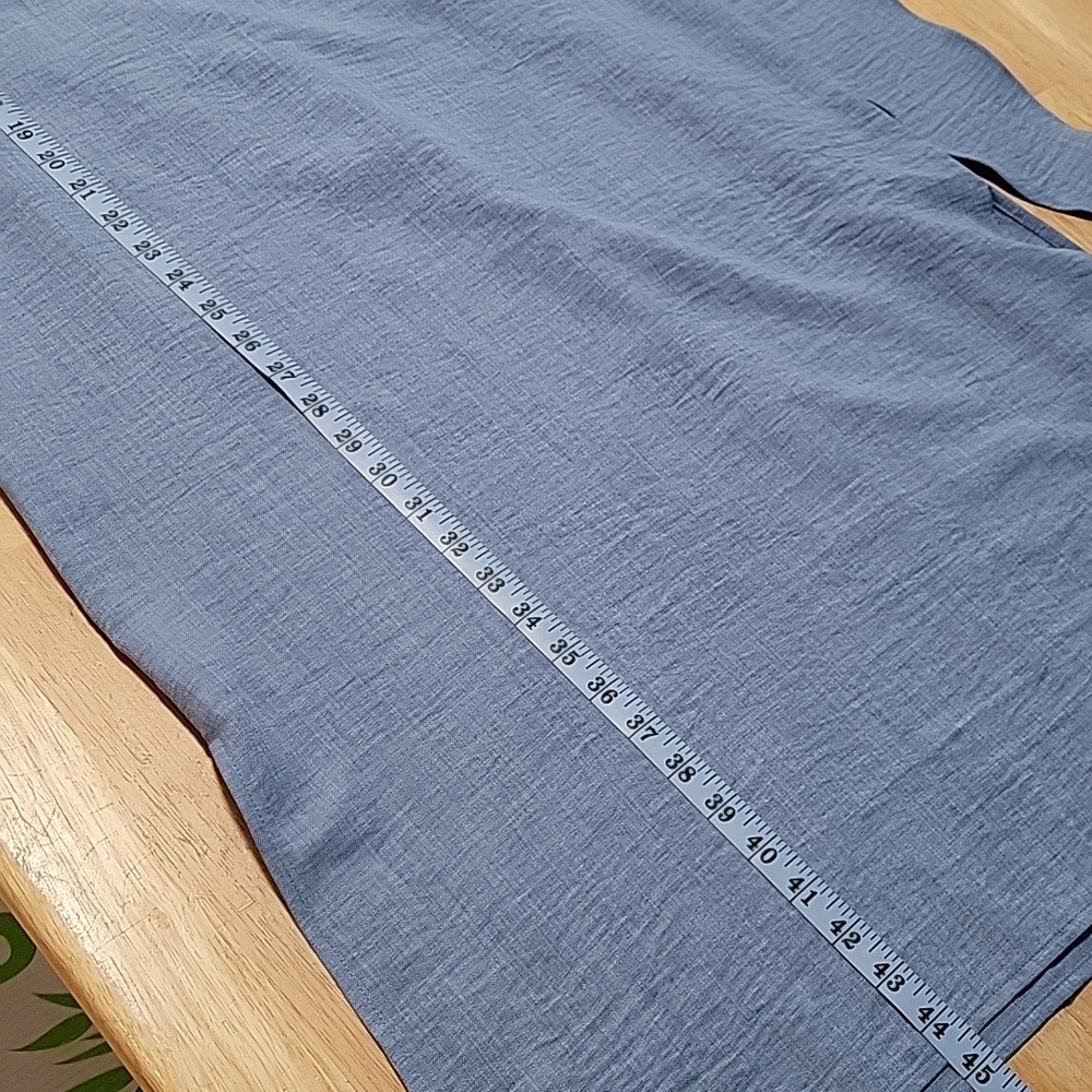 Emma & Michele Light Blue Sleeveless Midi Shirt Dress with Waist Tie - Picture 11 of 11